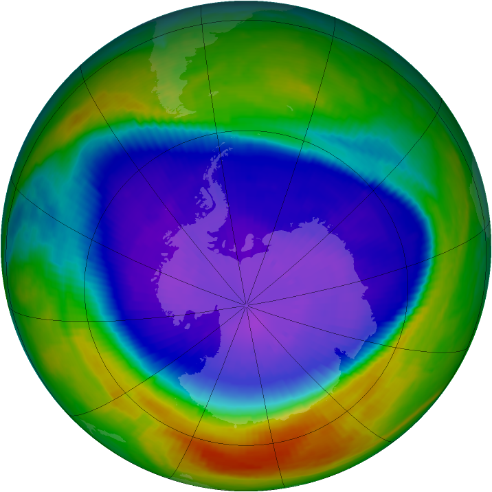 Antarctic ozone map for 17 September 2000